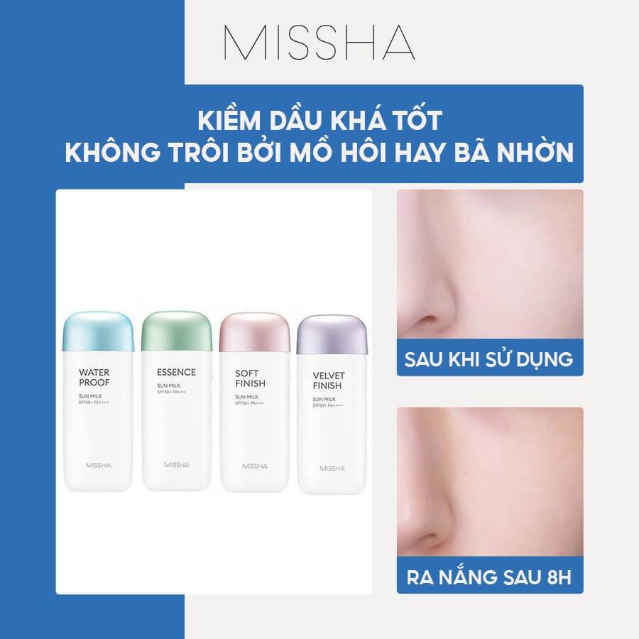 KEM Chống Nắng Missha Nâng Tông Da SPF50+ PA++++ 70ml All Around Safe Block Velvet Finish Sun Milk - Anminii Cosmetics