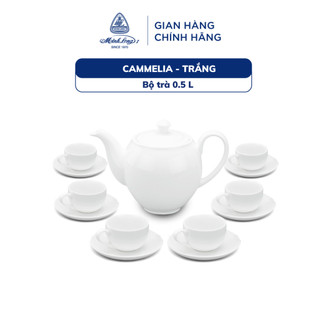 Bộ ấm trà sứ minh long 0.5l - camellia - trắng