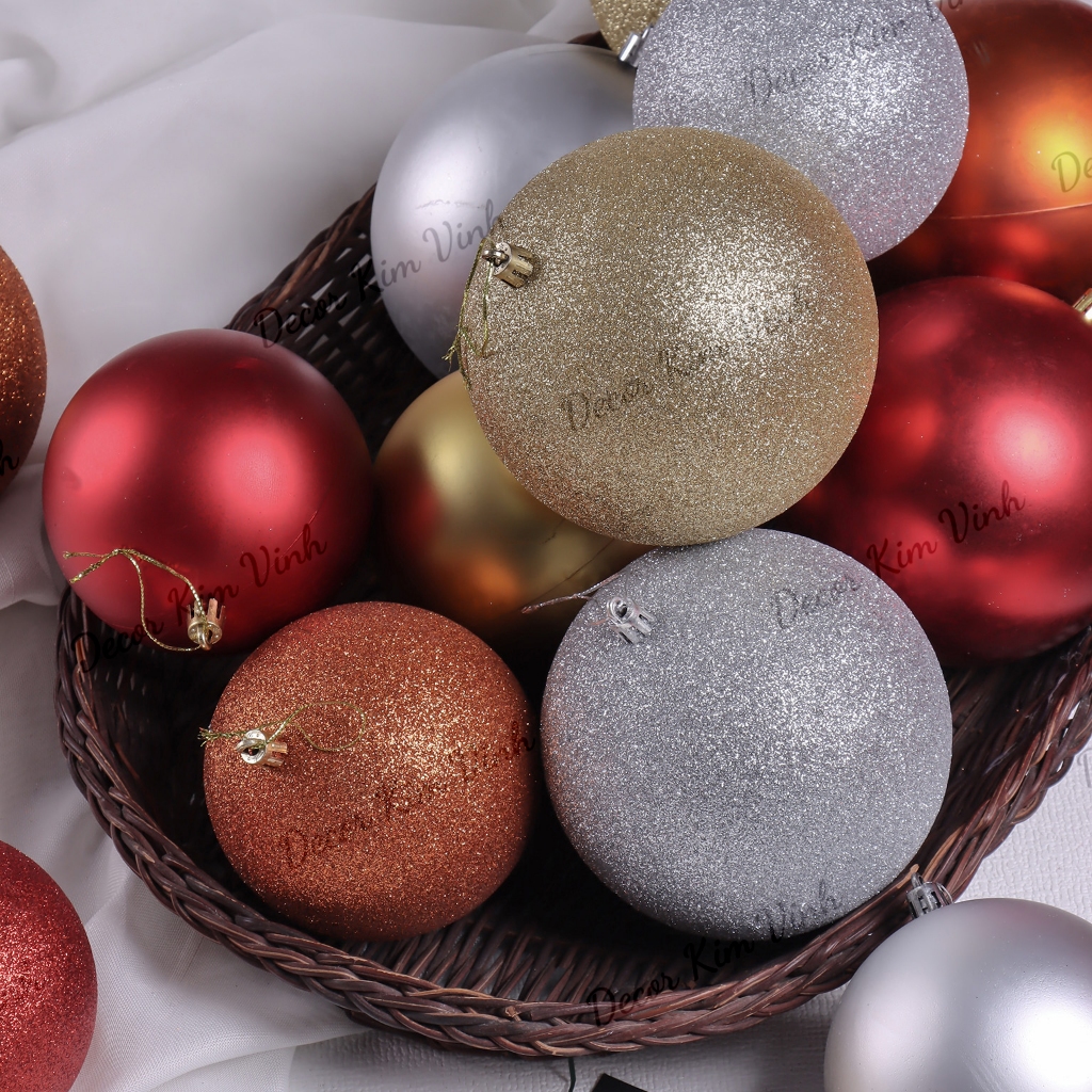 Set 4 Quả Châu 10cm E23 Trang Trí Cây Thông Giáng Sinh Merry Christmas Phụ Kiện Treo Trang Trí Noel