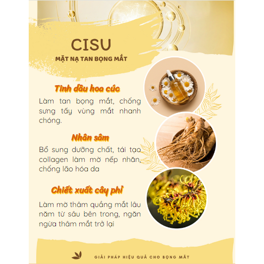 Mặt nạ tan bọng mắt CISU - CISU tan bọng mắt, mặt nạ giảm thâm quầng mắt, trẻ hóa da mắt, giúp đôi mắt tươi trẻ hiệu quả