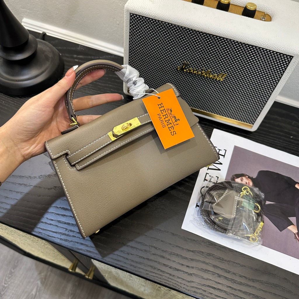 Túi Xách Da Bò Nữ HM Size 21 Kèm Dây Đeo Chéo Phong Cách Pháp Thời Thượng Sành Điệu