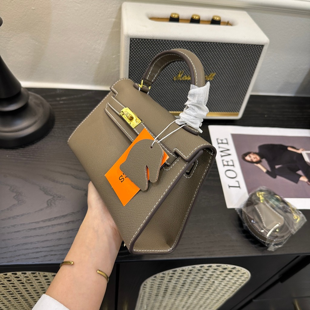 Túi Xách Da Bò Nữ HM Size 21 Kèm Dây Đeo Chéo Phong Cách Pháp Thời Thượng Sành Điệu