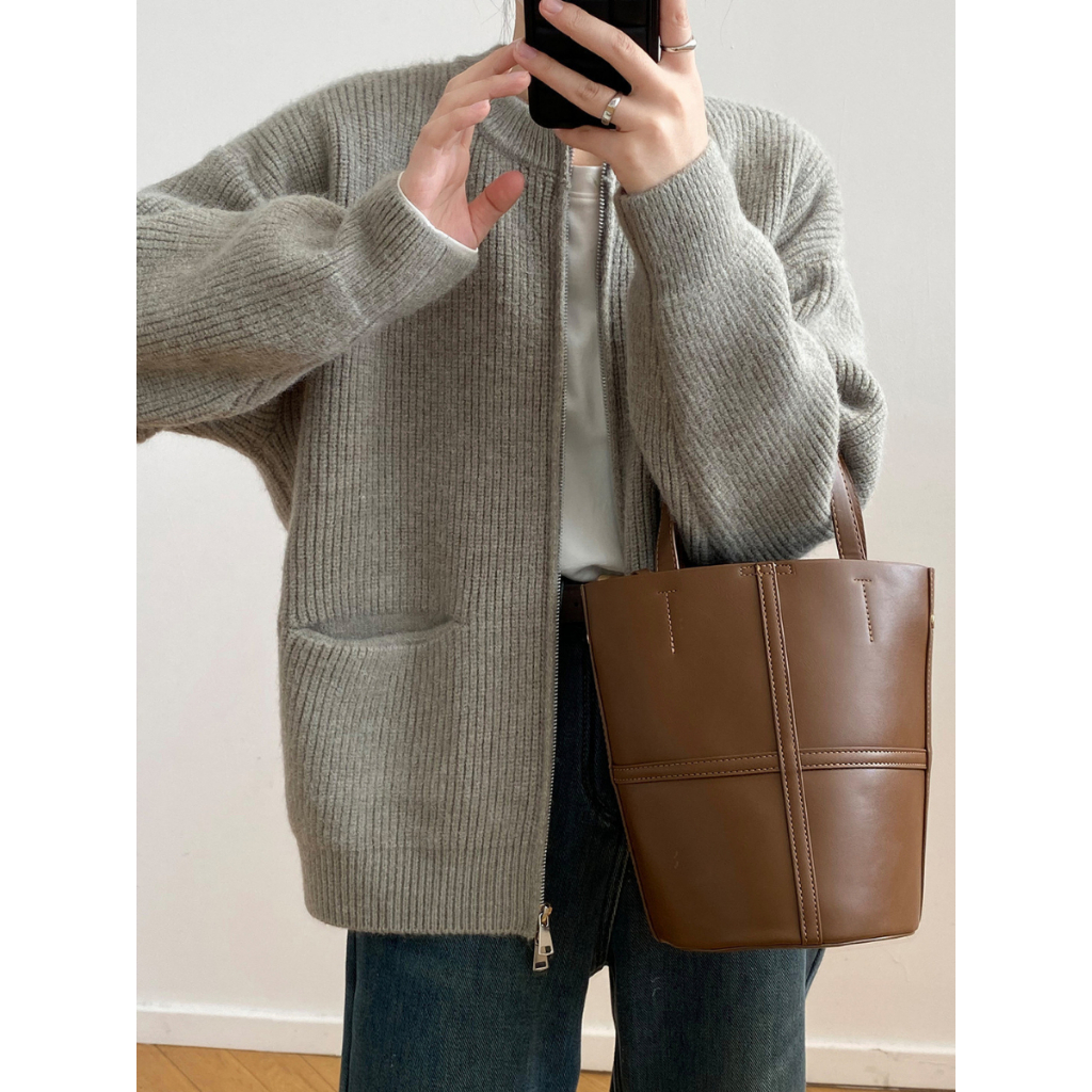 Áo khoác len nữ, áo khoác len 2 khóa kéo phong cách hàng quốc - Sammy House- Aocadigan99061_P0K48