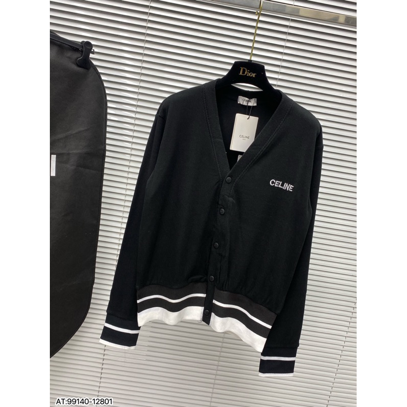 Áo khoác len celin siêu nét hoạ tiết bo viền xịn sò