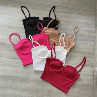 Áo 2 dây nữ khoét ngực không có mút croptop đẹp ôm body thun gân