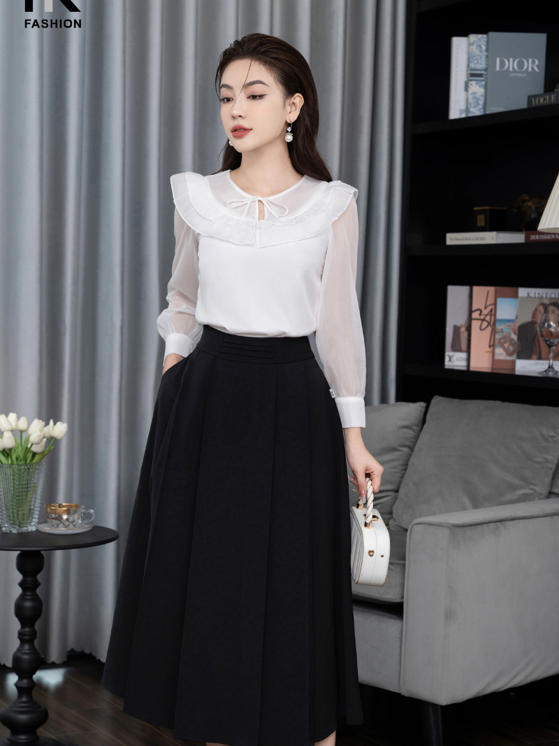 Chân Váy Xòe NKCV2309001 NK FASHION Kiểu Dáng Trẻ Trung Thanh Lịch Chất Vải Nhập Hàn Cao Cấp, Tôn Dáng