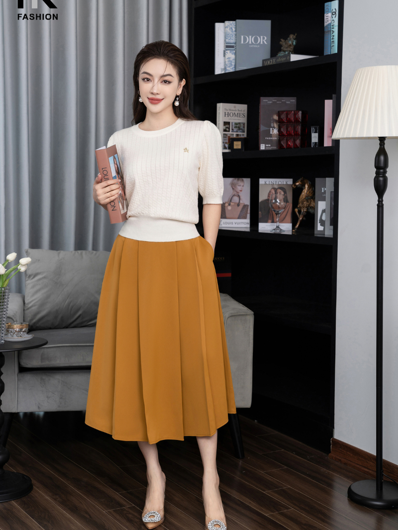 Chân Váy Xòe NKCV2309001 NK FASHION Kiểu Dáng Trẻ Trung Thanh Lịch Chất Vải Nhập Hàn Cao Cấp, Tôn Dáng
