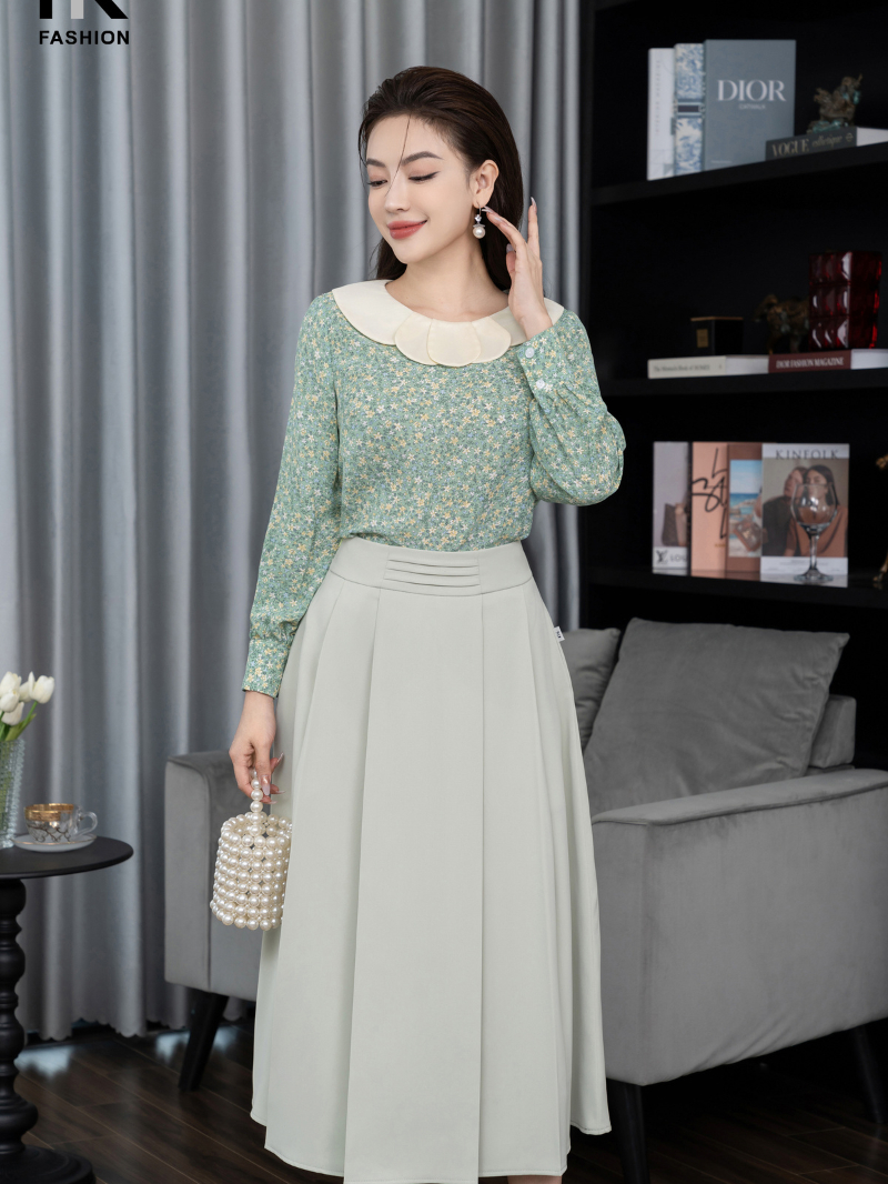 Chân Váy Xòe NKCV2309001 NK FASHION Kiểu Dáng Trẻ Trung Thanh Lịch Chất Vải Nhập Hàn Cao Cấp, Tôn Dáng