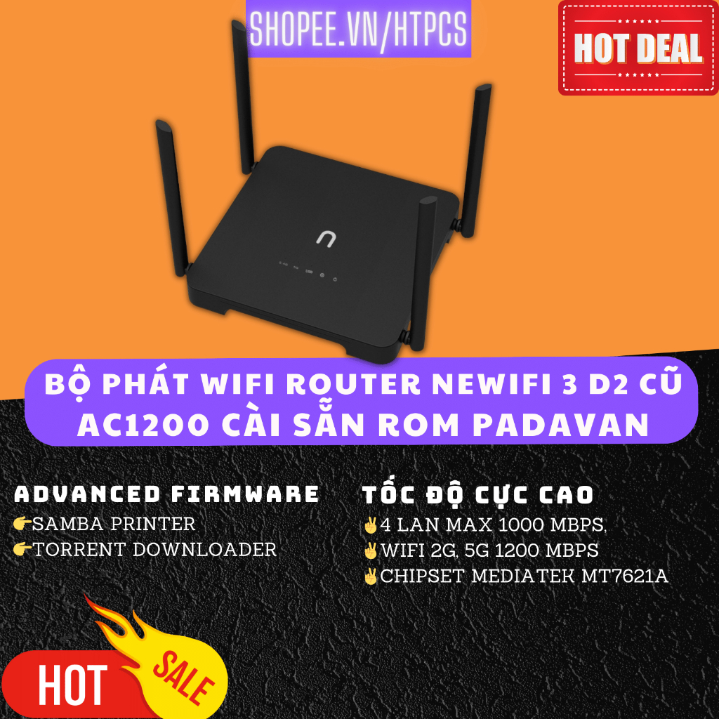 Router Newifi 3 D2 đã qua sử dụng, 5GHz 2GHz 1200 Mbps cài sẵn firmware Padavan