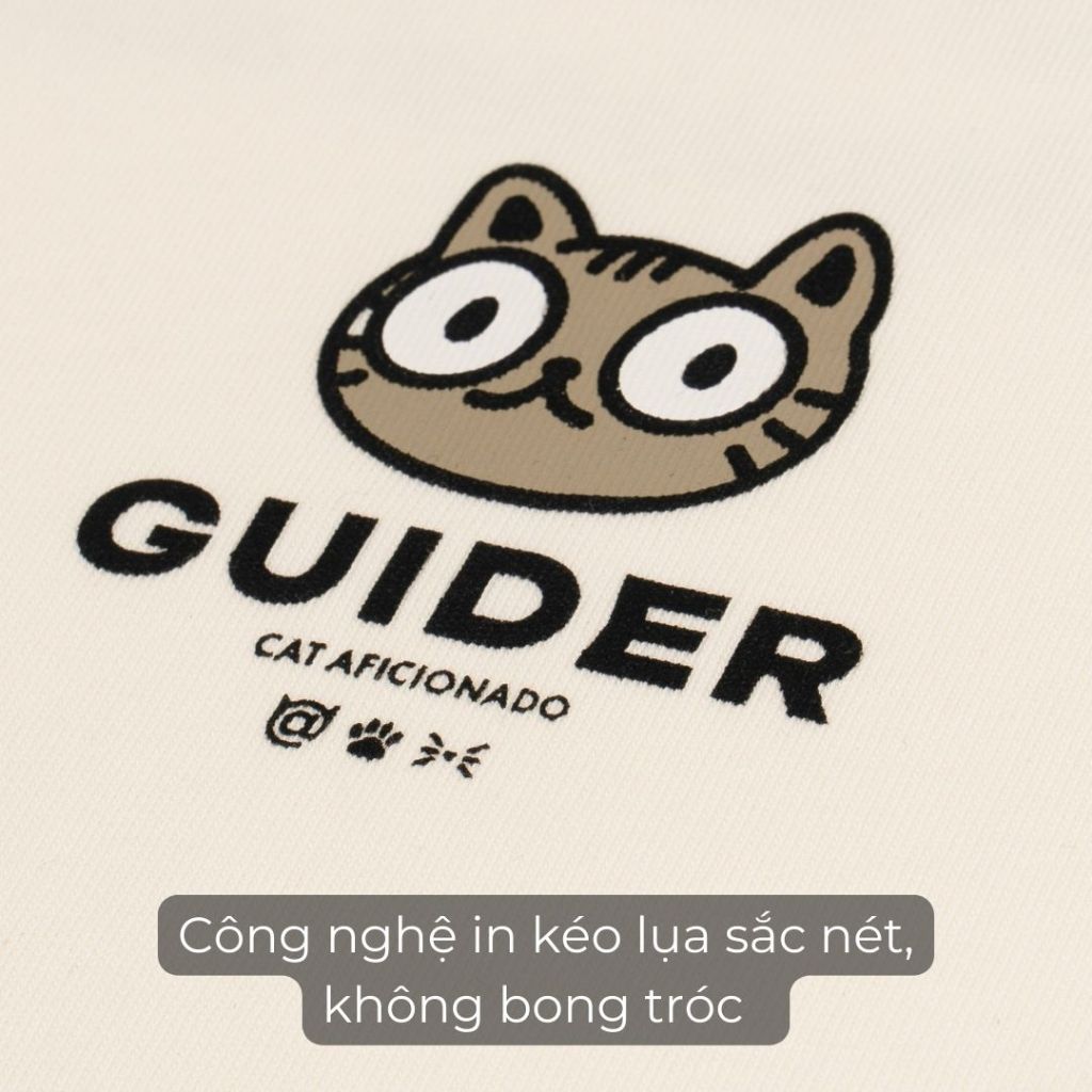 Áo Thun Form Boxy Cotton, Áo Phông Tay Lỡ Cổ Tròn, Áo Thun Unisex Oversize GUIDER Meow Tee