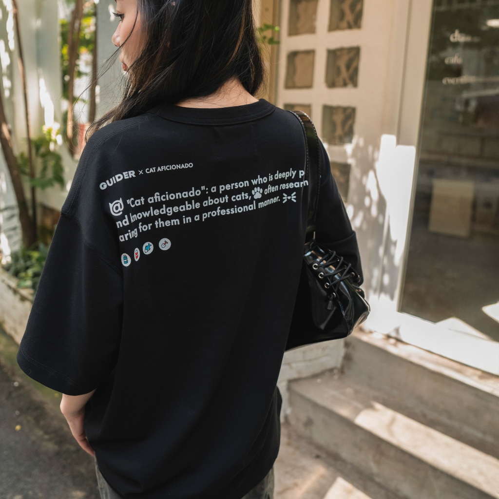 Áo Thun Form Boxy Cotton, Áo Phông Tay Lỡ Cổ Tròn, Áo Thun Unisex Oversize GUIDER Meow Tee