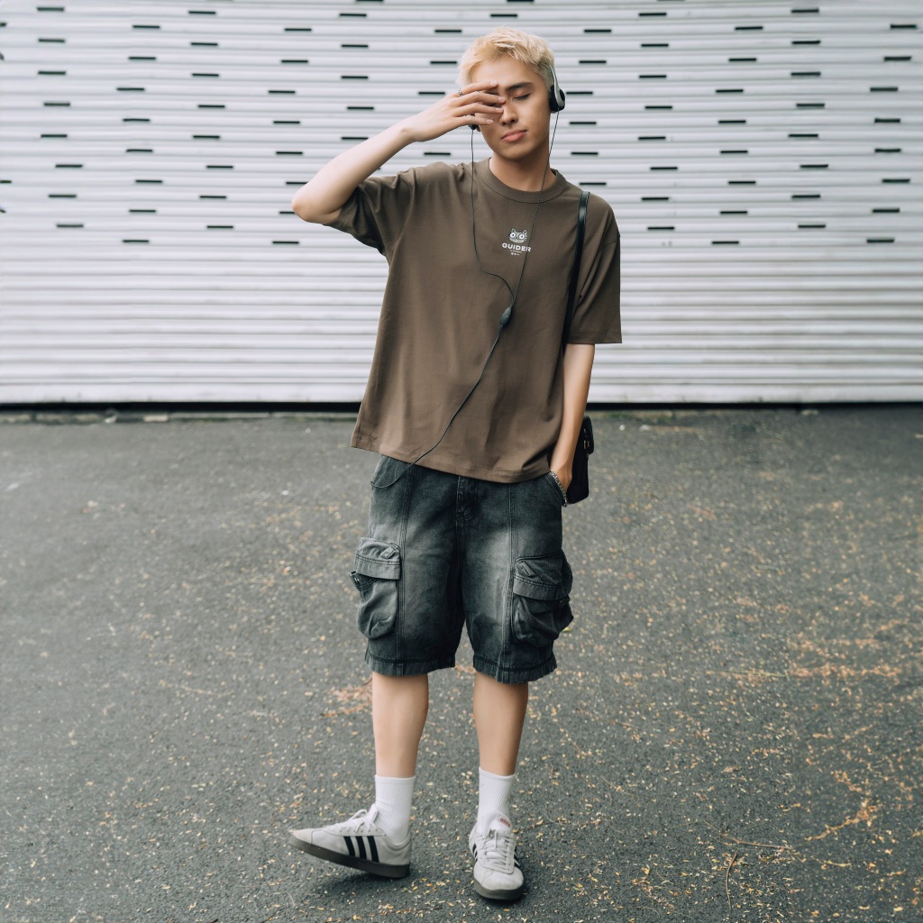 Áo Thun Form Boxy Cotton, Áo Phông Tay Lỡ Cổ Tròn, Áo Thun Unisex Oversize GUIDER Meow Tee