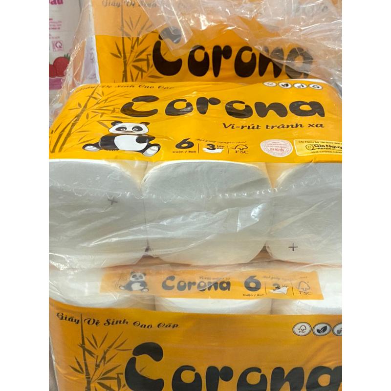 Giấy vệ sinh Corona 3 lớp trắng mịn, không lõi, không bụi giấy.