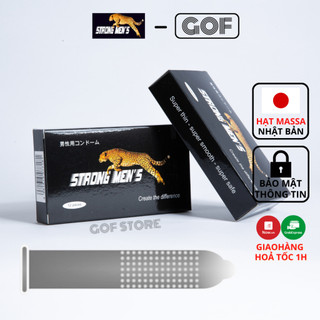 Bao cao su gân gai STRONG MEN con báo 4 in 1 Nhật Bản Hộp 12 cái - GoF