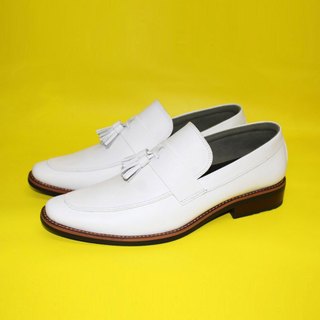 Giày tây loafer màu trắng da bò thật. mã số: t303