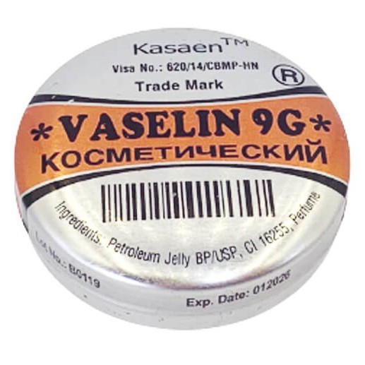 Sáp dưỡng ẩm da Vaseline Vaselin Kasaen 9g Nga hộp thiếc hộp sắt xanh cam nâu Ngochuyenpharma