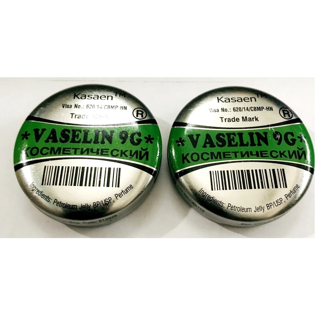 Sáp dưỡng ẩm da Vaseline Vaselin Kasaen 9g Nga hộp thiếc hộp sắt xanh cam nâu Ngochuyenpharma