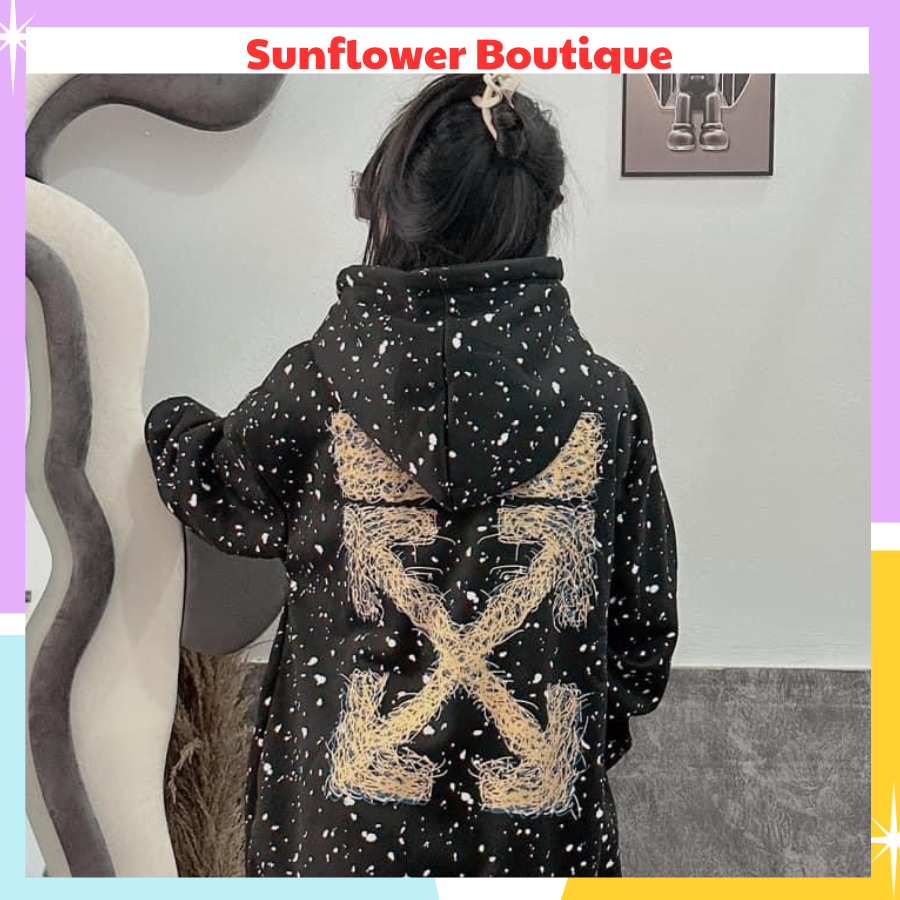 Áo hoodie form rộng sau lưng in hình mũi tên, áo nỉ dài tay kèm mũ 2 lớp siêu to dày dặn mặc mùa đông bao ấm