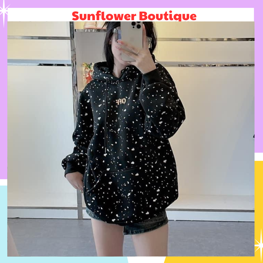 Áo hoodie form rộng sau lưng in hình mũi tên, áo nỉ dài tay kèm mũ 2 lớp siêu to dày dặn mặc mùa đông bao ấm