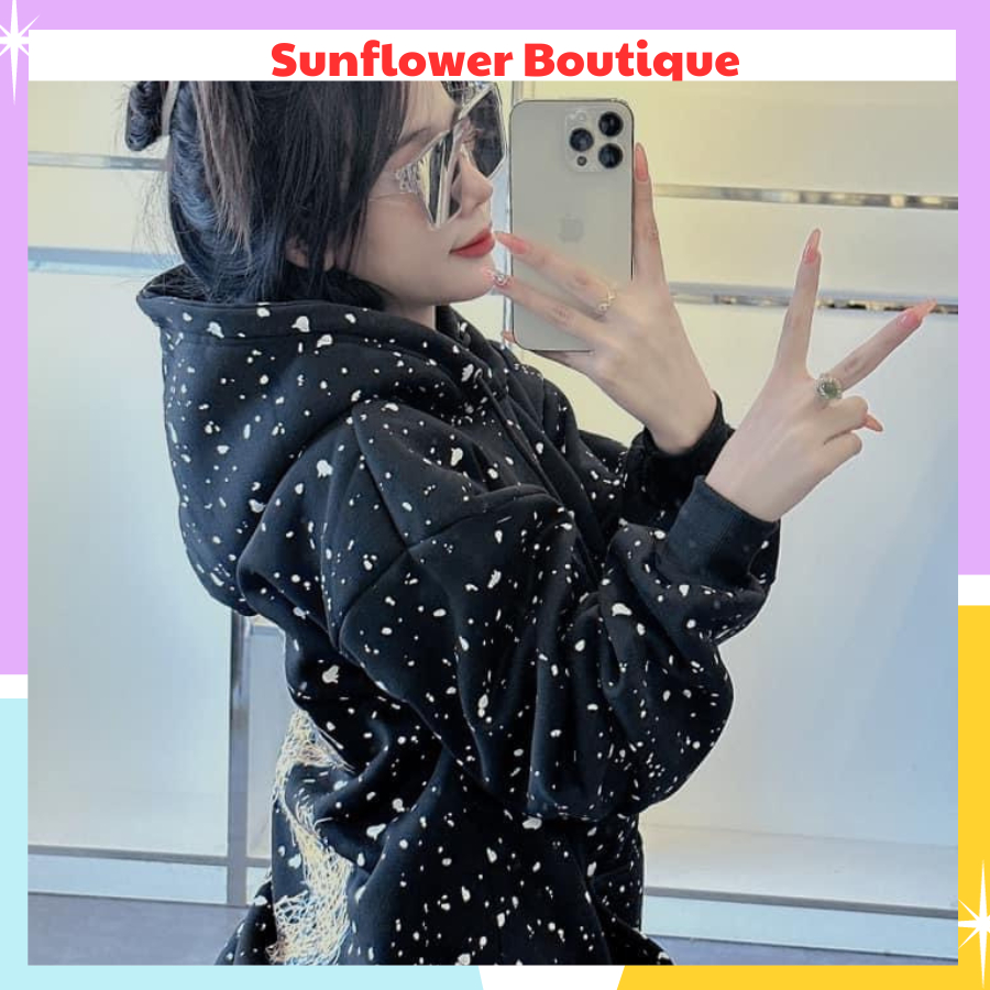 Áo hoodie form rộng sau lưng in hình mũi tên, áo nỉ dài tay kèm mũ 2 lớp siêu to dày dặn mặc mùa đông bao ấm