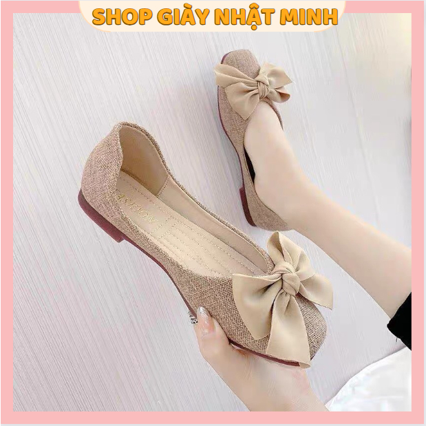Free Ship 50k giày búp bê nữ chất dạ thắt nơ bản to cực xinh