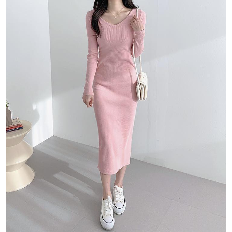 DA124 Đầm maxi body cổ tim