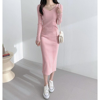 Da124 đầm maxi body cổ tim