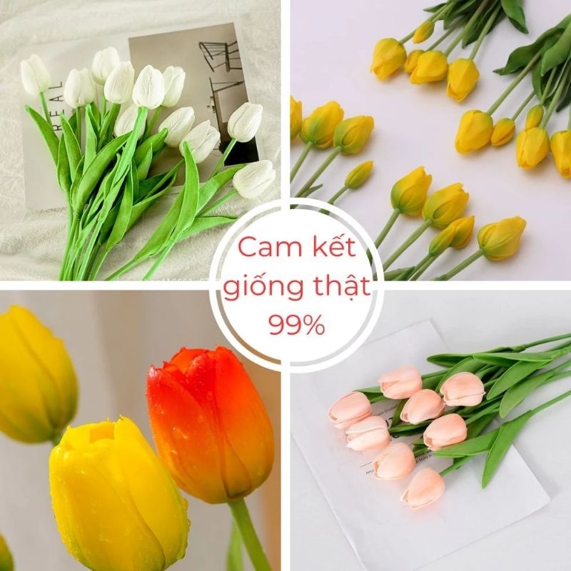 Hoa tulip giả nhiều màu xinh xắn để deco trang trí nhà cửa, làm bó hoa quà tặng