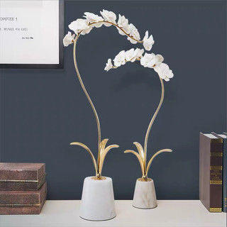 Hoa lan gốm sứ đế đá cẩm thạch trang trí phòng khách khách sạn phong cách Bắc Âu