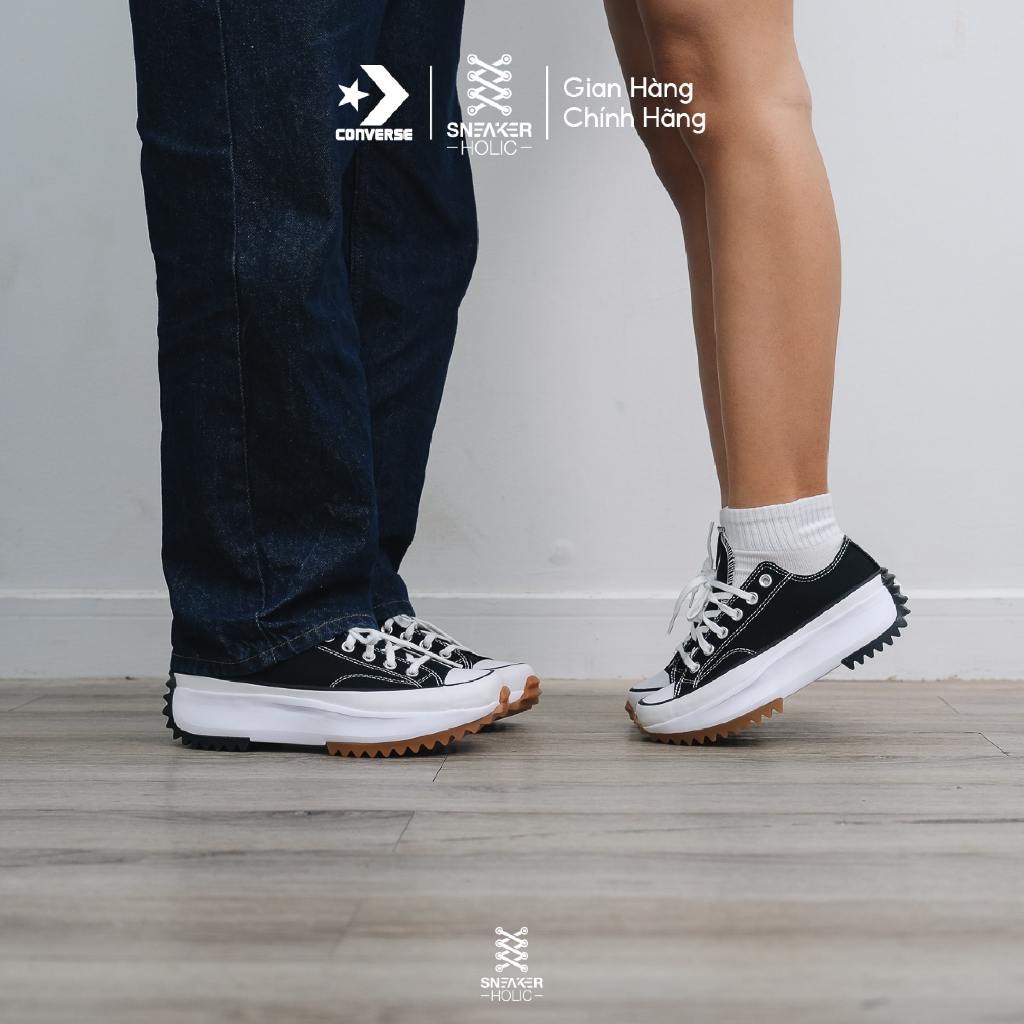 Giày Sneaker Nam Nữ CONVERSE Run Star Hike Low Black Gum - 168816C - Cổ Thấp Đen, Đế Cao Thời Trang Unisex, Chính Hãng
