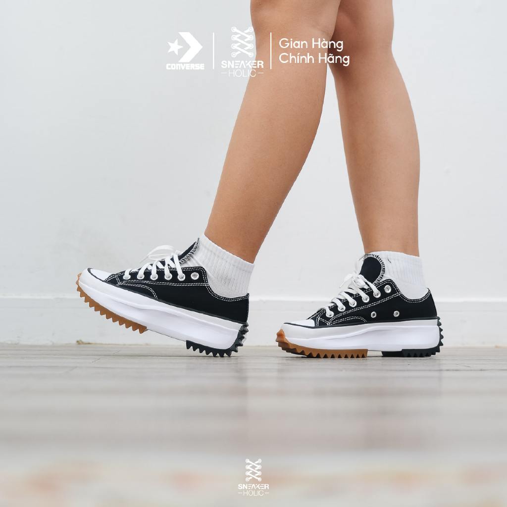 Giày Sneaker Nam Nữ CONVERSE Run Star Hike Low Black Gum - 168816C - Cổ Thấp Đen, Đế Cao Thời Trang Unisex, Chính Hãng