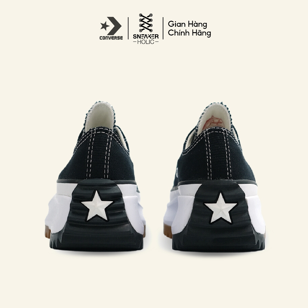 Giày Sneaker Nam Nữ CONVERSE Run Star Hike Low Black Gum - 168816C - Cổ Thấp Đen, Đế Cao Thời Trang Unisex, Chính Hãng