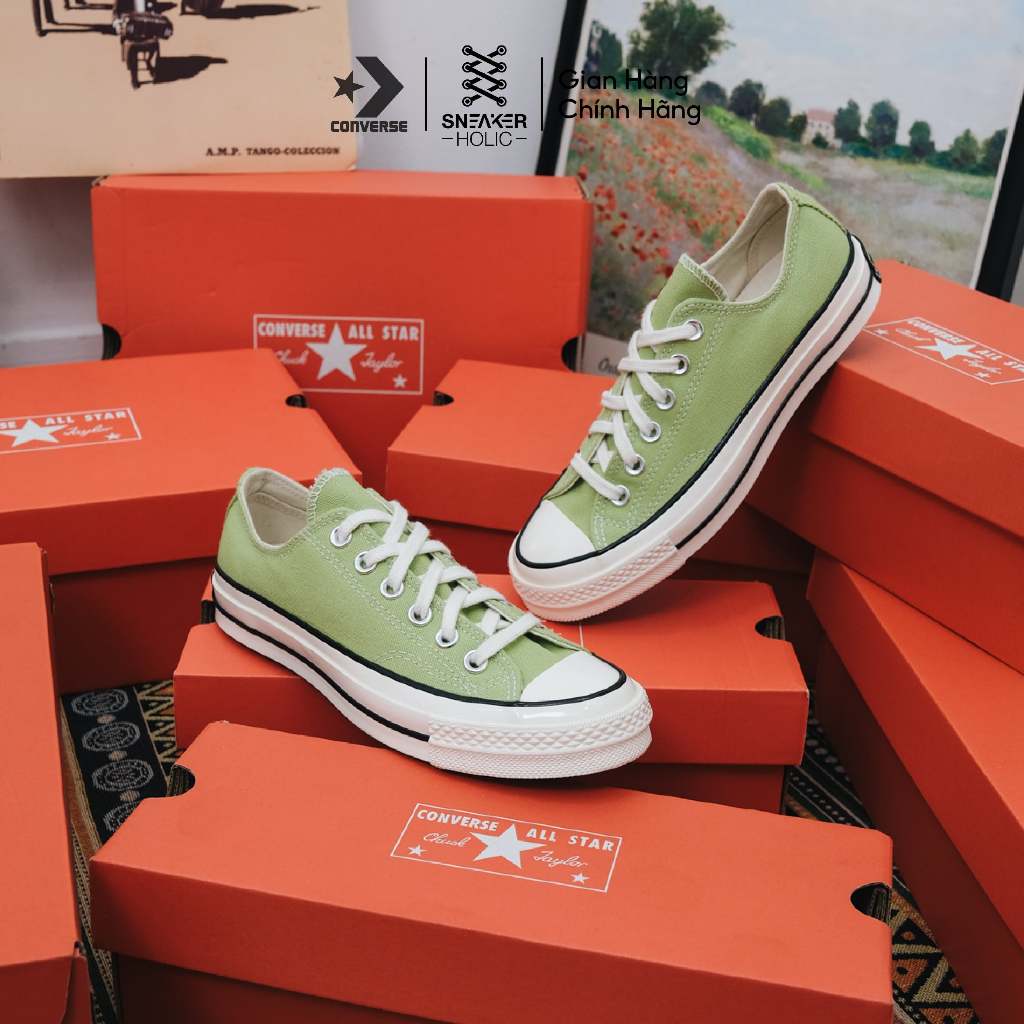 Giày Sneaker Nam Nữ CONVERSE Chuck 1970s Vintage Canvas Low Vitality Green - A04587C - Cổ Thấp Xanh, Thời Trang Unisex