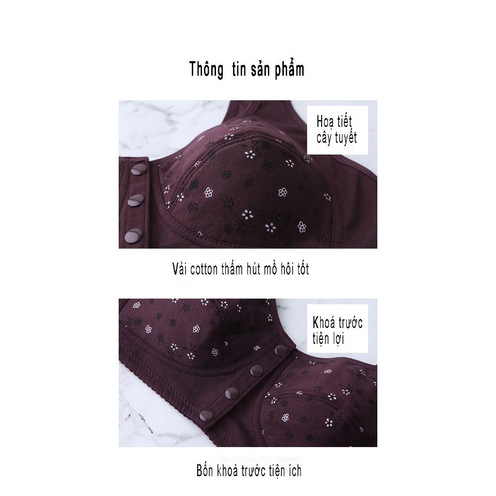 Áo Lót Nữ, Áo Ngực Nữ Không Gọng Cài Trước Trung Niên cho Mẹ và Bà