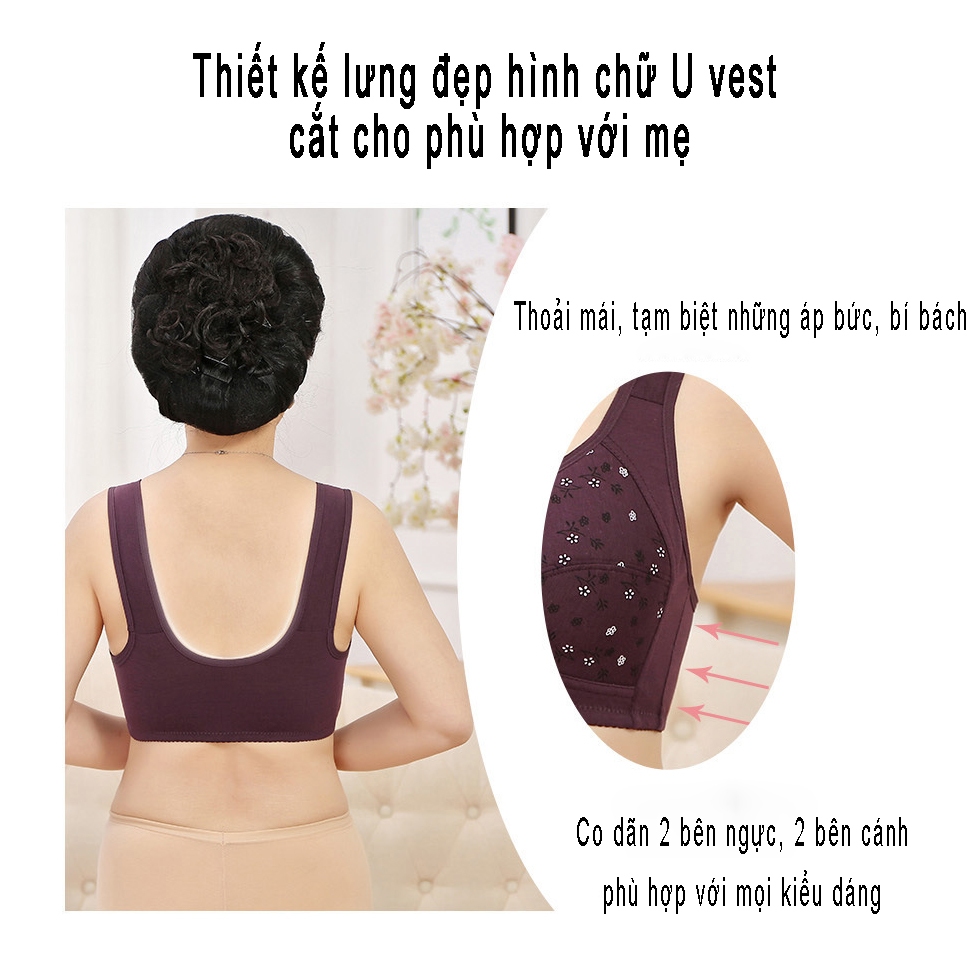 Áo Lót Nữ, Áo Ngực Nữ Không Gọng Cài Trước Trung Niên cho Mẹ và Bà