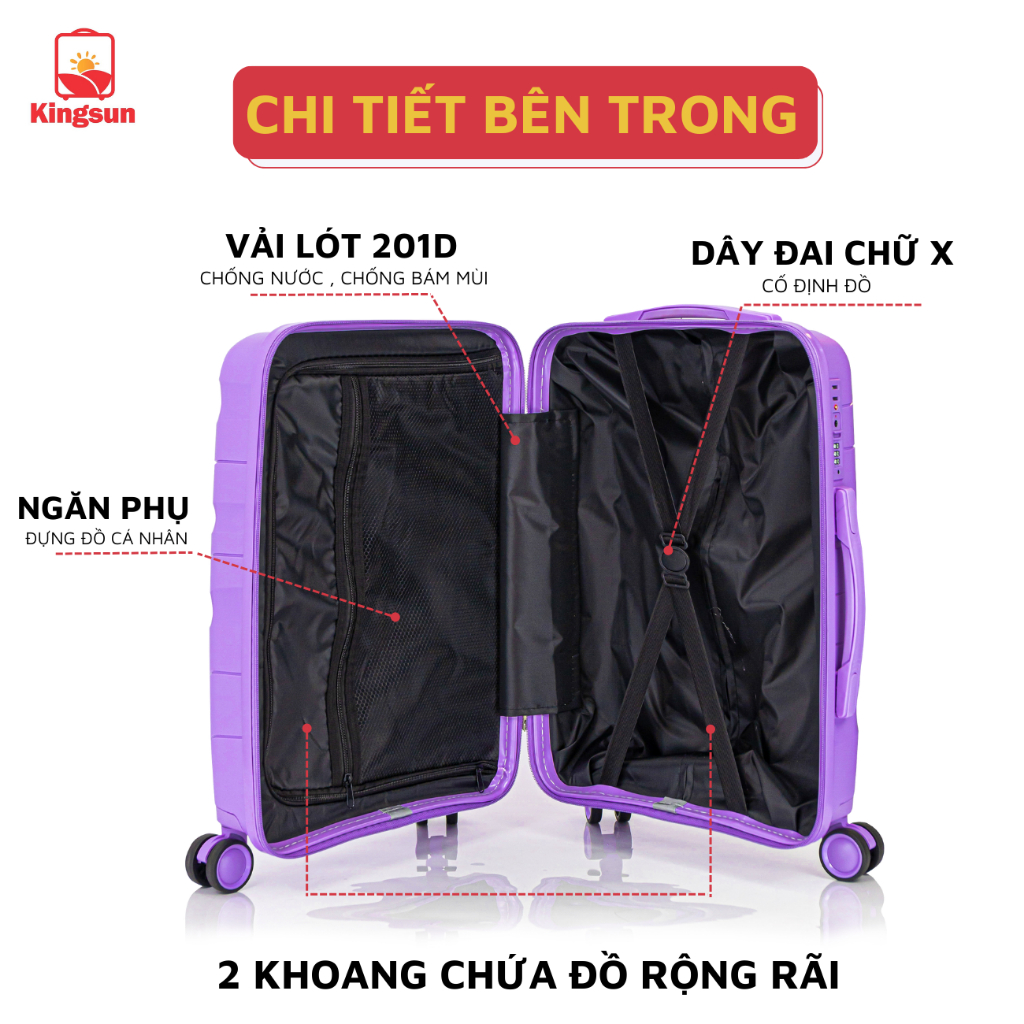 Vali Du Lịch Nhựa PP02 Cao Cấp, Vali Kéo Chống Va Đập Size 28, Bảo Hành 5 Năm