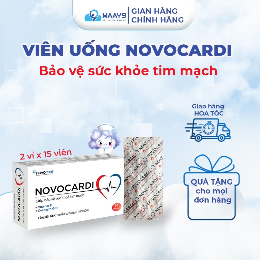 Viên uống Novocare Novocardi bảo vệ sức khỏe tim mạch, giảm nguy cơ xơ vữa động mạch, hỗ trợ tăng khả năng miễn dịch