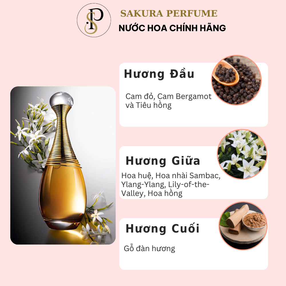 Nước hoa nữ Dior Jadore J'adore EDP chiết 10ml chính hãng hương thơm quyến rũ nhẹ nhàng say đắm | Sakura Perfume