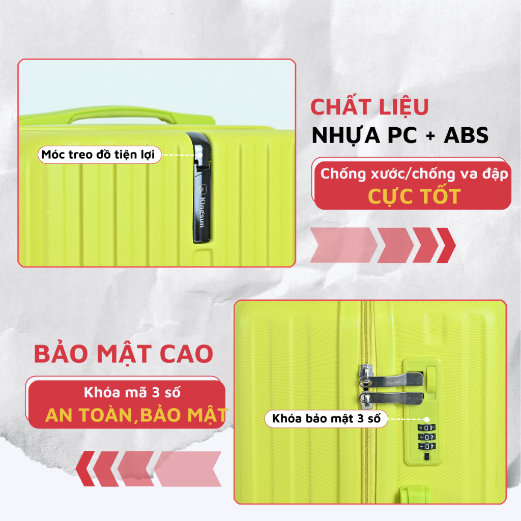 Vali kéo du lịch thời trang cao cấp Kingsun size20/24inch KS 219