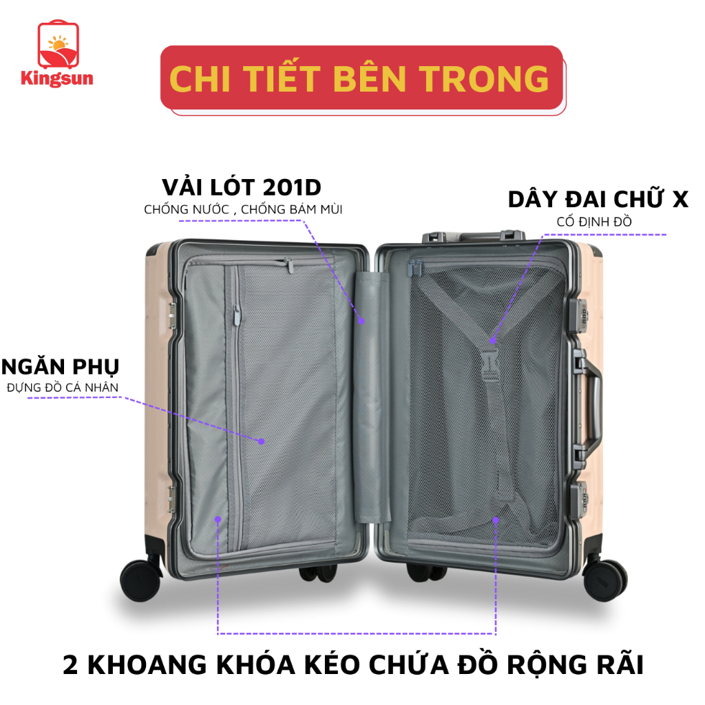 Vali khung nhôm khoá sập cao cấp Kingsun KS-051,Bảo hành 5 năm