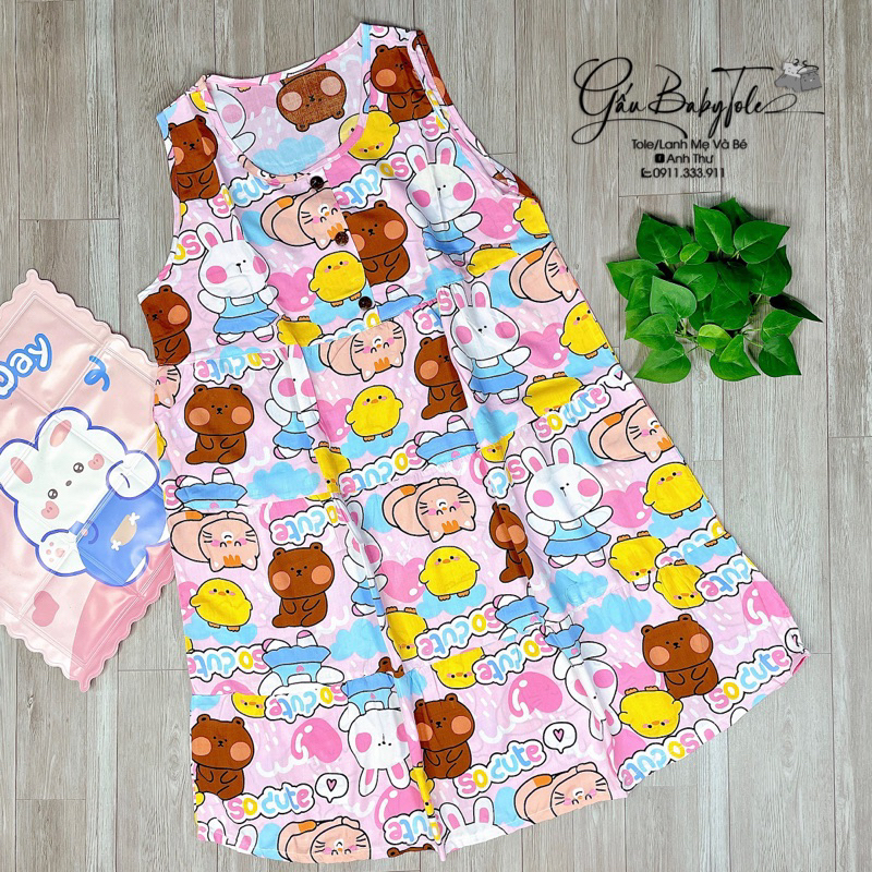 Đầm tole váy lanh nữ baby doll mặc nhà Gaubabytole dịu nhẹ, thoáng mát, hàng loại 1 thấm hút mồ hôi freesize 45-65kg