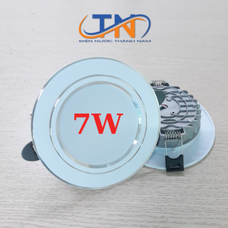 Đèn led âm trần viền bạc 7w kèm nguồn 3 chế độ màu phi 90 - Bảo hành 2 năm