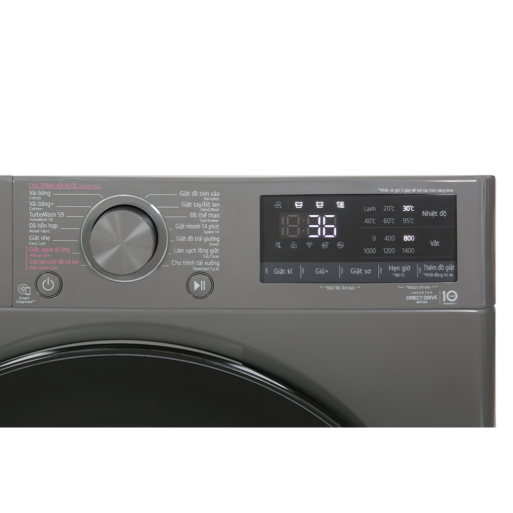 Máy giặt LG FV1410S3B 10kg cửa trước, màu đen- Bảo hành chính hãng 24 tháng