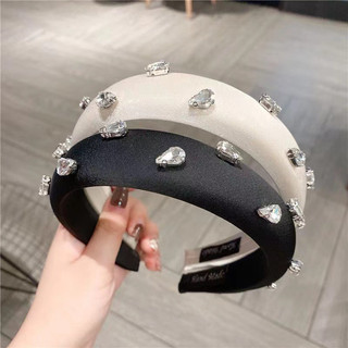 CX46 Cài tóc nữ băng đô vải Satin cài xốp nữ đính đá trắng hình giọt nước  siêu sang