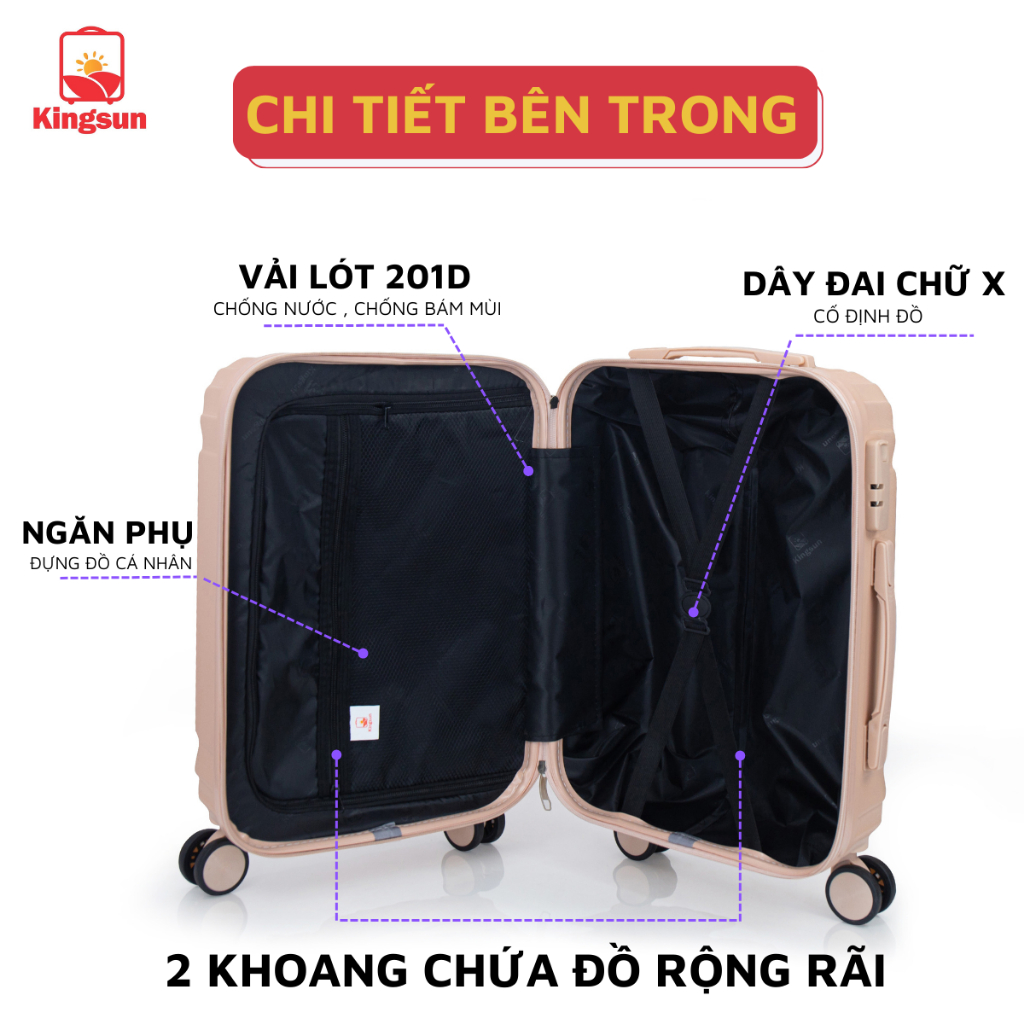 Vali du lịch KS-216 Kingsun vali kéo size 20 cao cấp bảo hành 5 năm