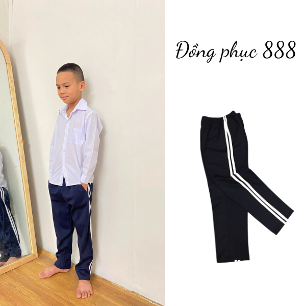 Quần thể thao 2 sọc đồng phục học sinh, quần thể dục đồng phục học sinh cấp 1 cấp 2