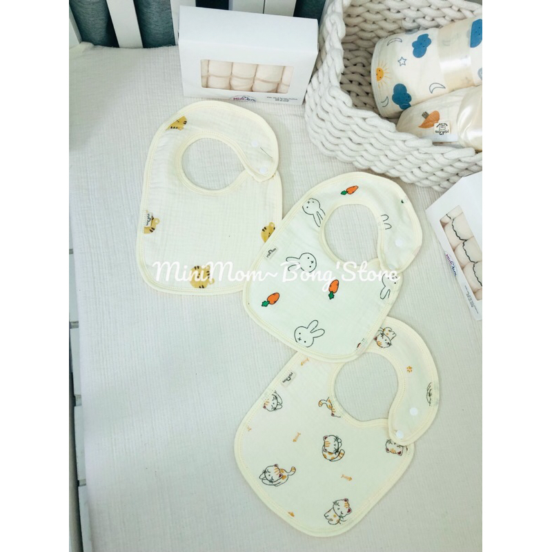 Yếm Chữ U Xô Muslin 6 lớp MiniMom hoạ tiết đáng yêu cho bé
