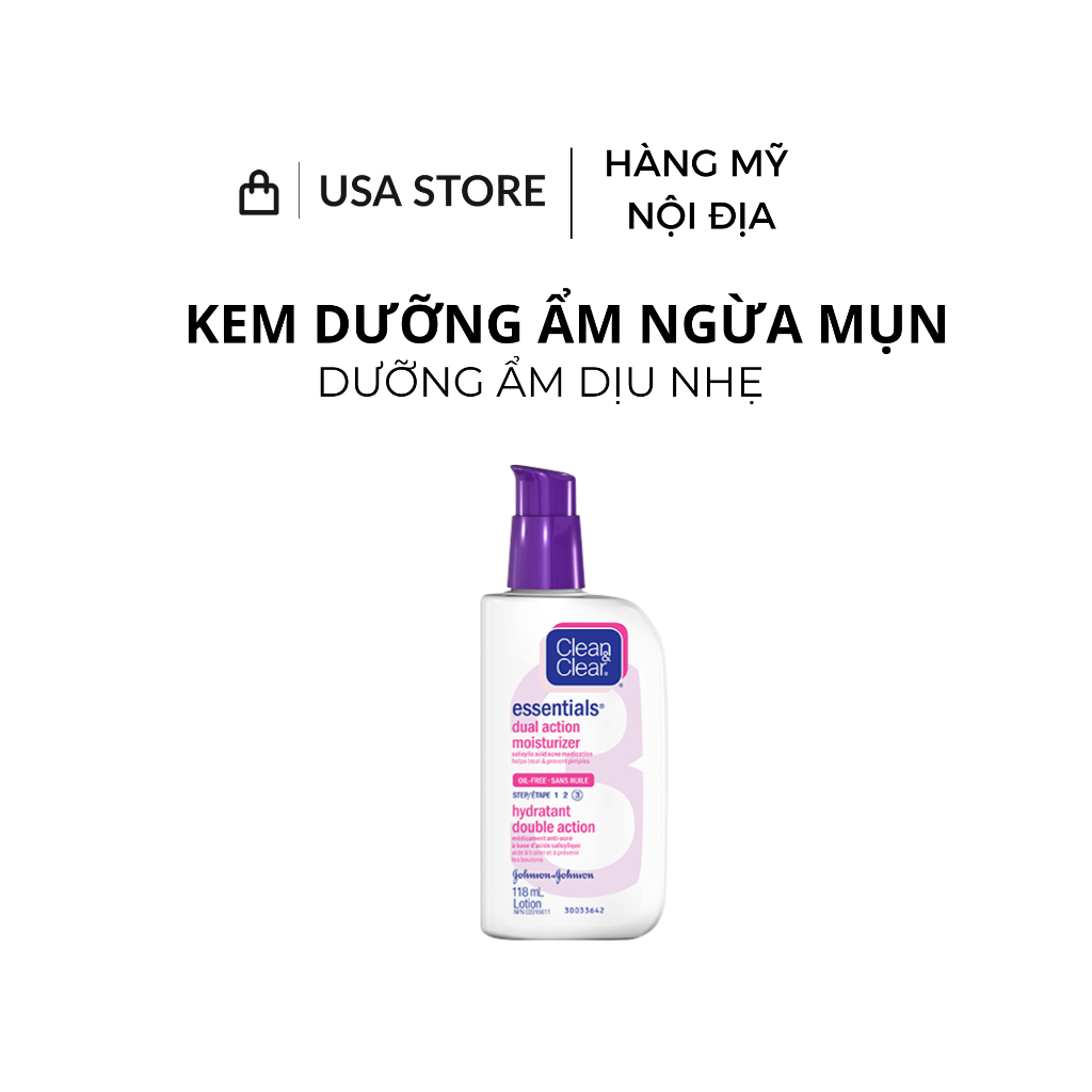 Kem dưỡng ẩm ngừa mụn Clean&Clear Dual action moisturizer 118ml