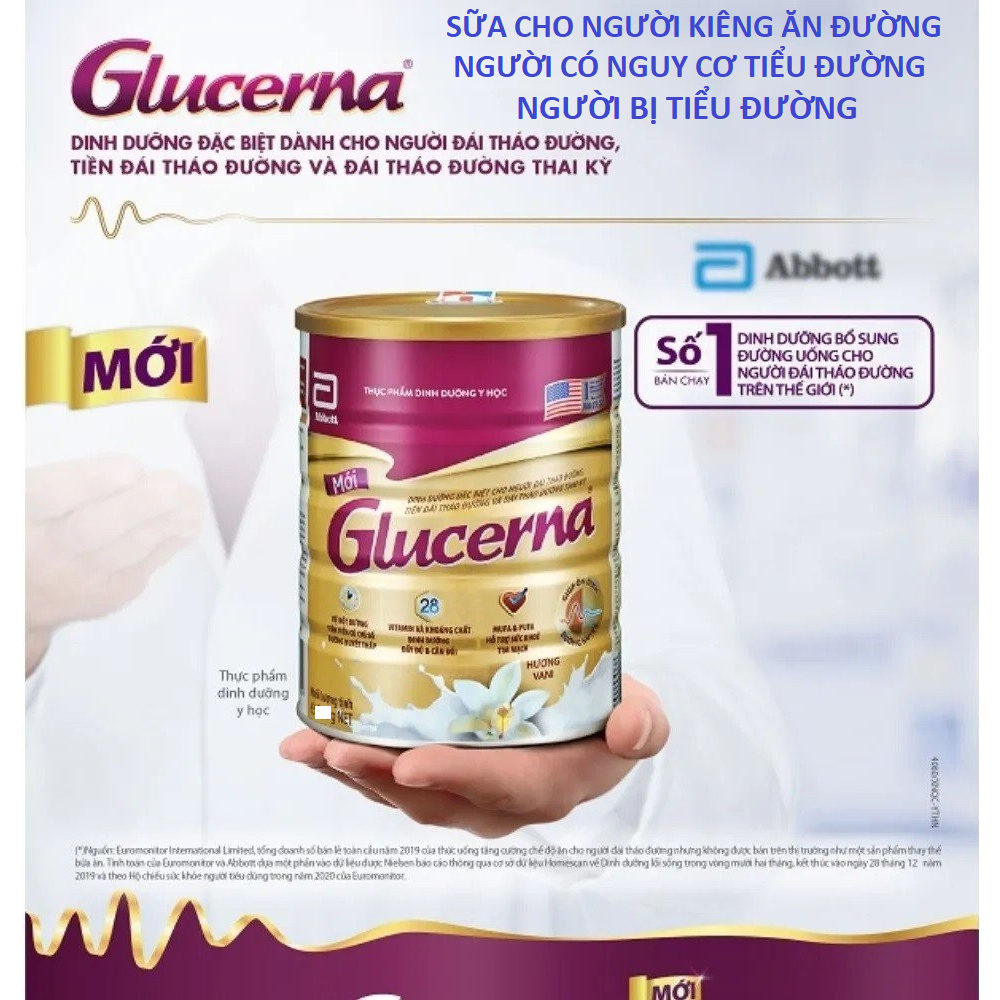 Sữa bột Glucerna Abbott 400g hương Vani của Mỹ hàng mới (dành cho người tiền tiểu đường, kiểm soát đường huyết)