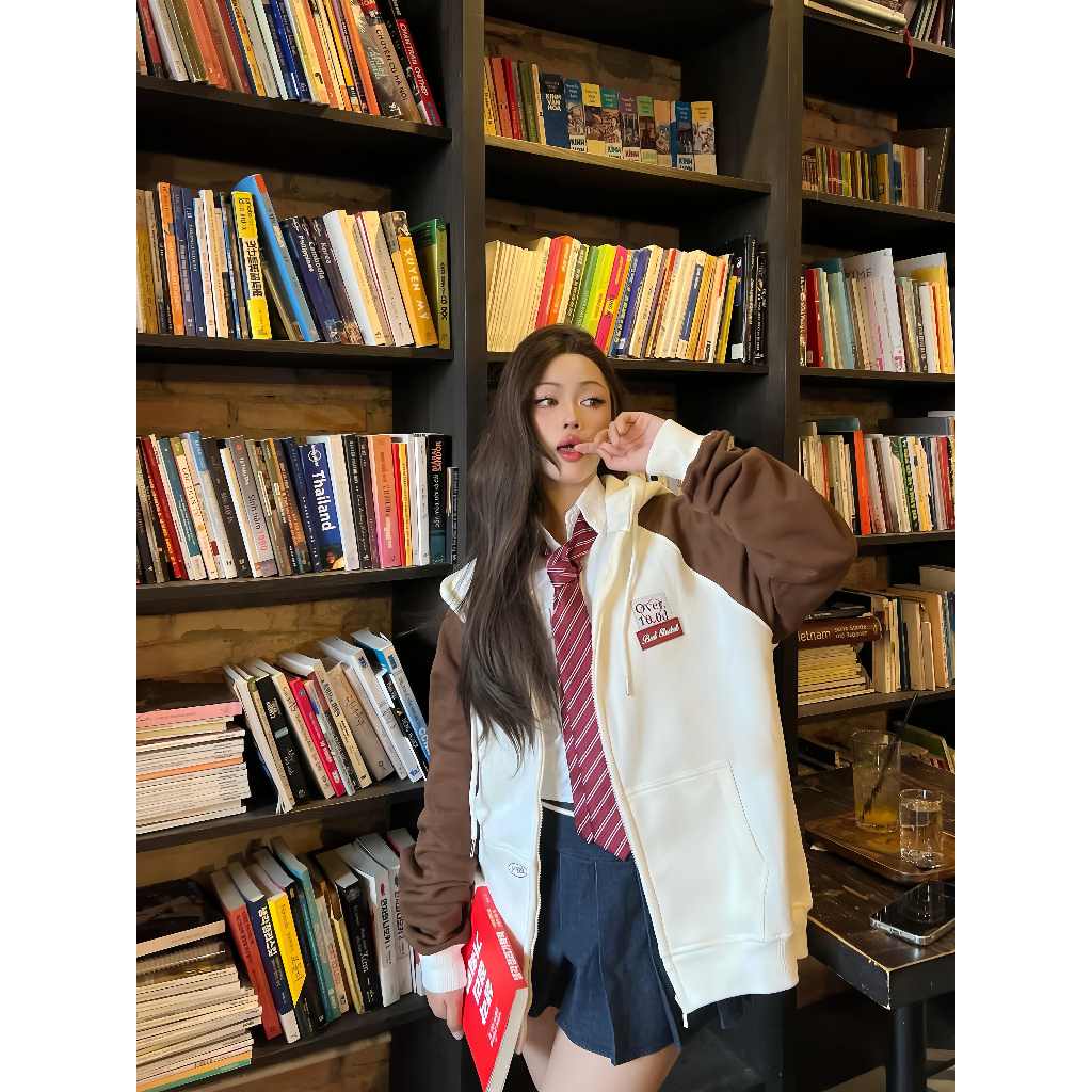 AITHER STUDIO Áo khoác Hoodie Zip Over Ten thêu logo thương hiệu